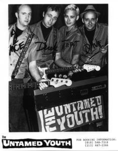 The Untamed Youth, circa 1992, with Mace, Deke Dickerson, Trent Ruane (the Mummies) and Dave Stuckey.